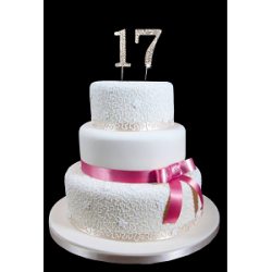 17th Birthday Wedding Anniversary Number Cake Topper with Sparkling Rhinestone Crystals - 1.75" Tall 